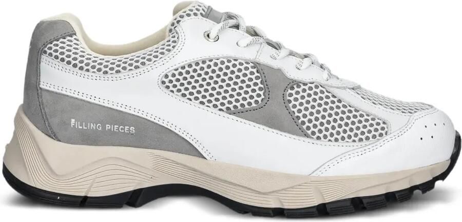 Filling Pieces Oryon leren sneakers met mesh vlak Grijs