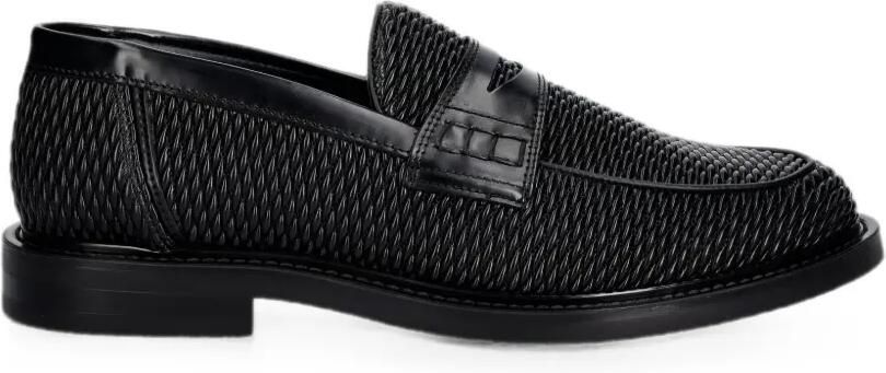 Filling Pieces Reed geweven penny loafers Zwart