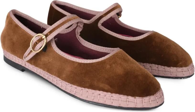 FLABELUS Balthasar velvet ballet flats Bruin - Foto 4