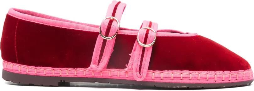 FLABELUS Claire ballerina's met dubbele bandjes Rood