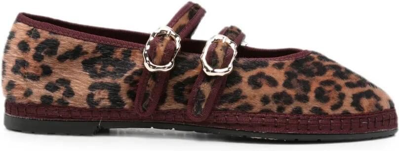 FLABELUS Claire ballerina's met luipaardprint Bruin