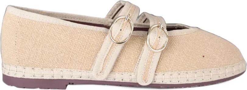 FLABELUS Claire buckle-fastening Mary Jane ballet flats Beige