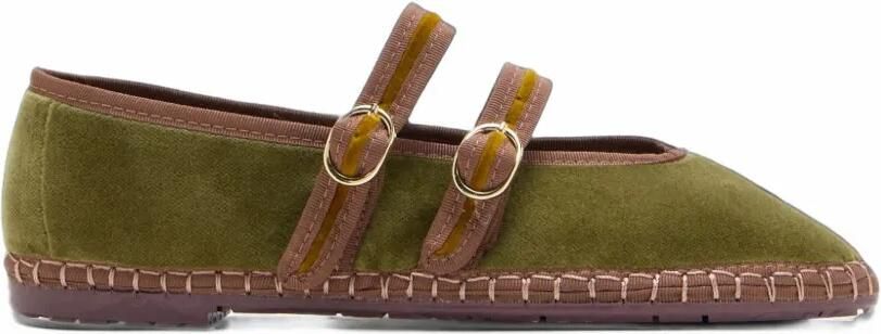 FLABELUS Claire double-strap ballet flats Groen