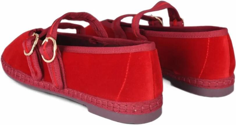 FLABELUS Claire velvet double-strap ballet flats Rood - Foto 3