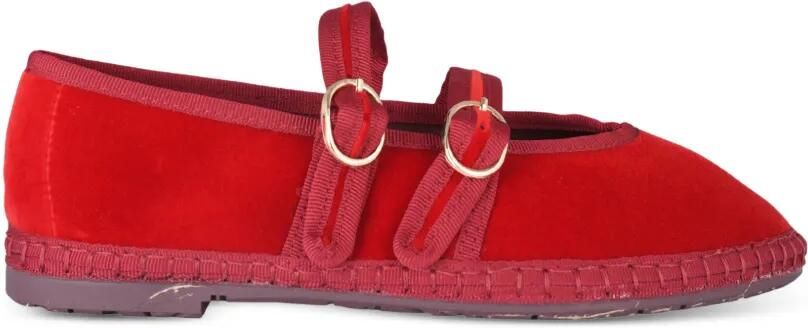 FLABELUS Claire velvet double-strap ballet flats Rood - Foto 4