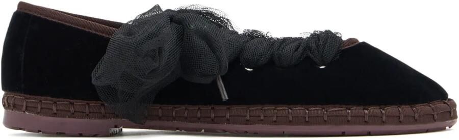FLABELUS Ginevra espadrilles met tulen lint Zwart
