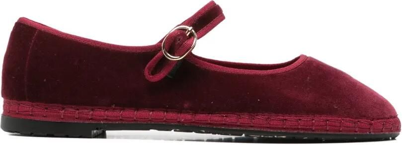 FLABELUS Lucrecia fluwelen Mary Jane ballerina's Rood