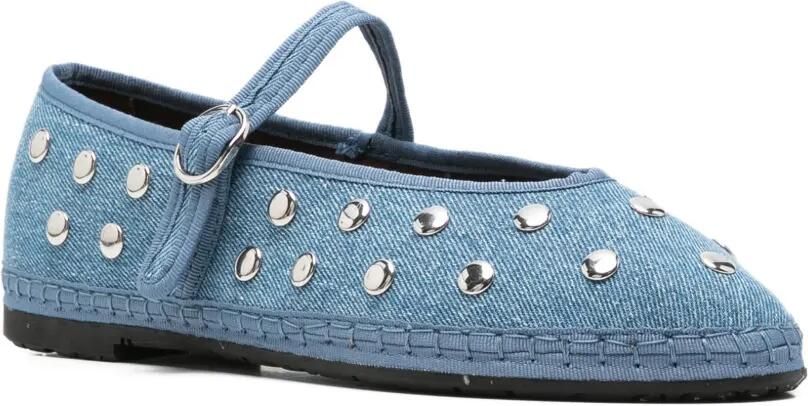 FLABELUS Mae zilveren denim ballerina's Blauw - Foto 2
