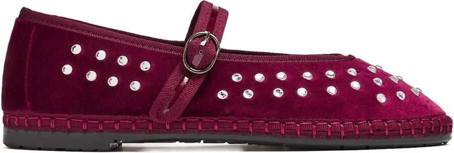FLABELUS Mary Jane ballerina's verfraaid met studs Rood