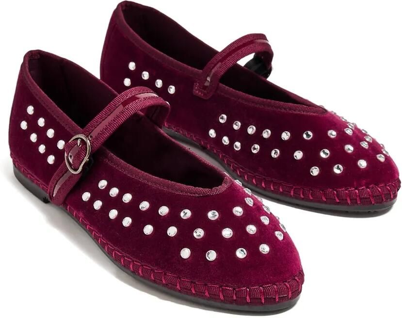 FLABELUS Mary Jane ballerina's verfraaid met studs Rood - Foto 3