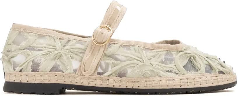 FLABELUS Pierre espadrilles met mesh en bloemen Groen