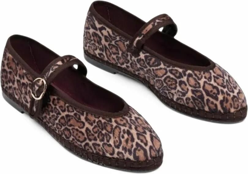 FLABELUS Pierre leopard-print velvet ballet flats Bruin