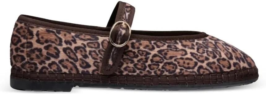 FLABELUS Pierre leopard-print velvet ballet flats Bruin - Foto 5