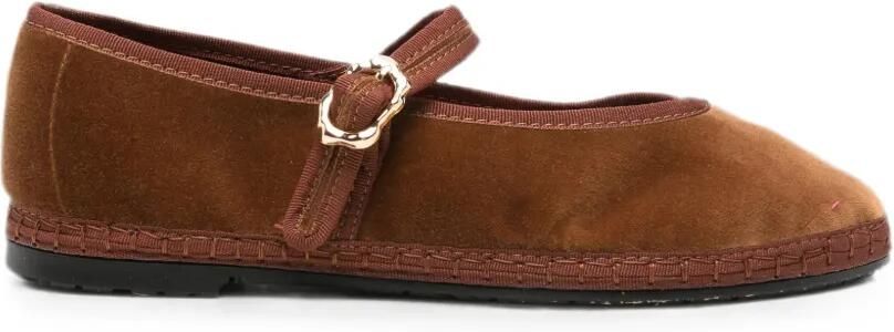 FLABELUS Pierre Mary Jane fluwelen ballerina's Bruin