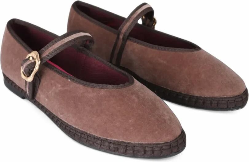 FLABELUS Pierre velvet ballet flats Bruin