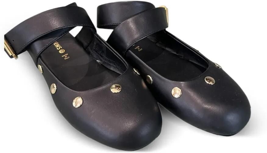 Florens Ballerina's met enkelbandje en studs Zwart