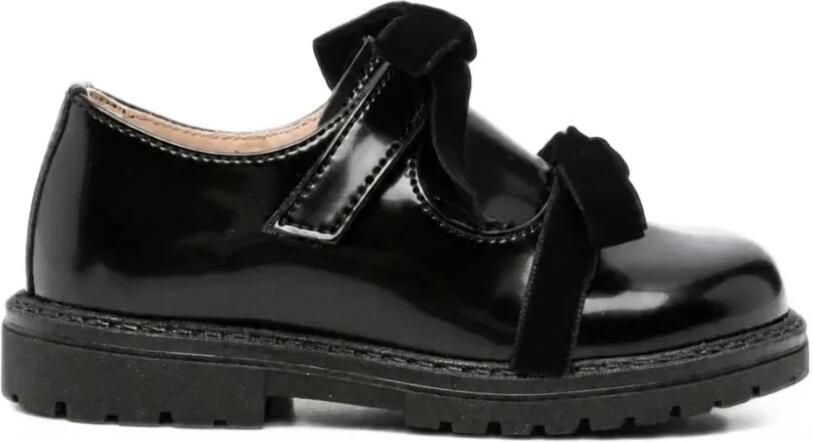 Florens bow-detail patent leather loafers Zwart