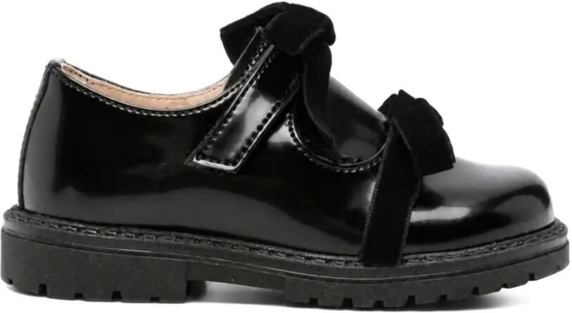 Florens bow-detail patent leather loafers Zwart