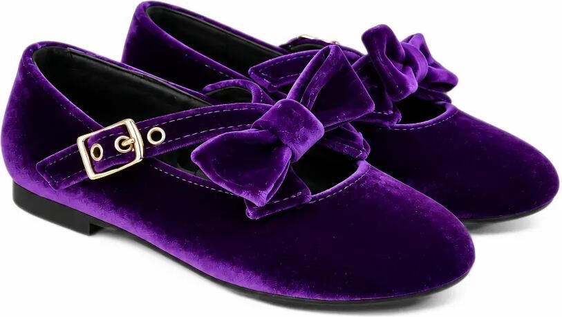 Florens bow-detail velvet ballet flats Paars