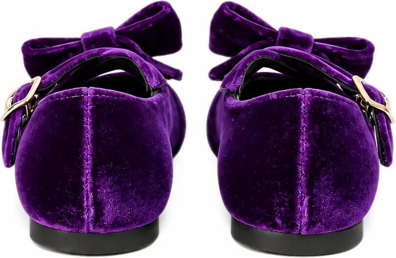 Florens bow-detail velvet ballet flats Paars - Foto 3