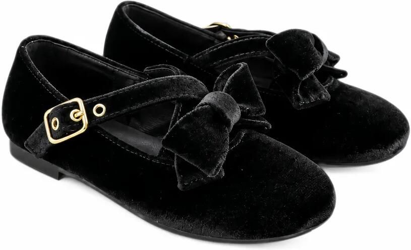 Florens bow-detail velvet ballet flats Zwart