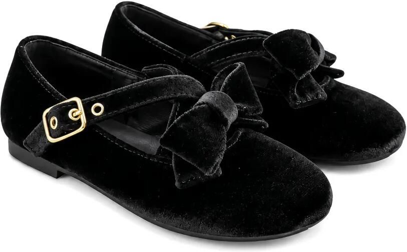 Florens Fluwelen ballerina's met strikdetail Zwart