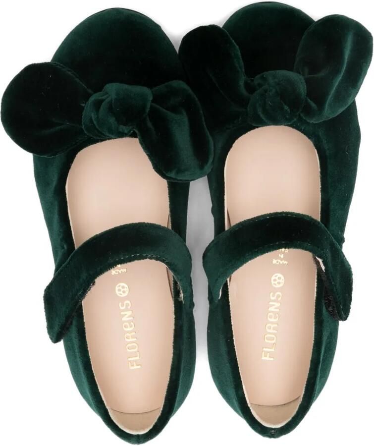 Florens Fluwelen ballerina's met strikdetail Groen