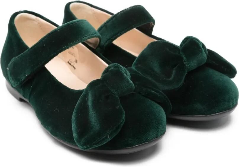 Florens Fluwelen ballerina's met strikdetail Groen - Foto 3