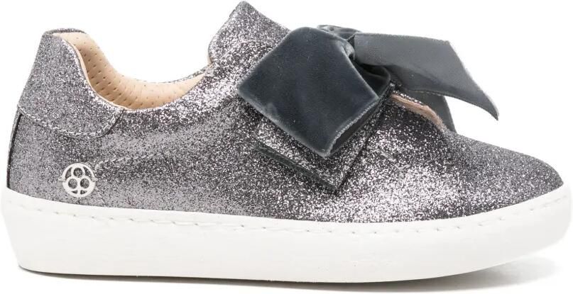 Florens glitter-effect velvet-bow sneakers Grijs