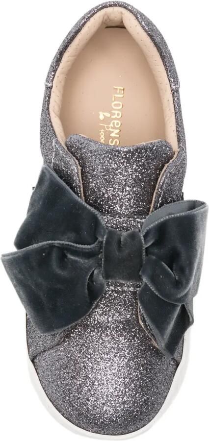 Florens glitter-effect velvet-bow sneakers Grijs - Foto 3