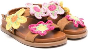 Florens Sandalen met bloemenpatch Bruin