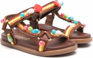 Florens Sandalen verfraaid met kralen Bruin