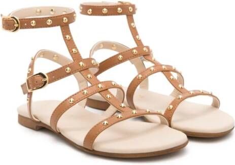 Florens Sandalen verfraaid met studs Bruin