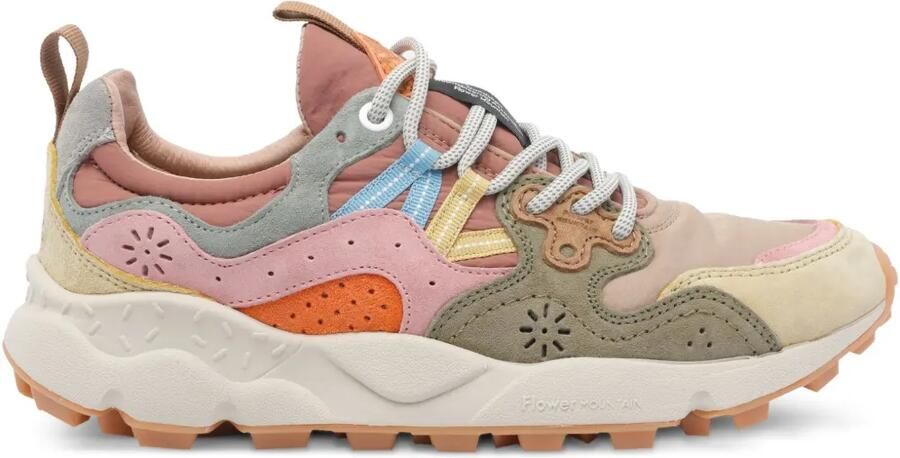 FLOWER MOUNTAIN Geperforeerde leren sneakers Beige