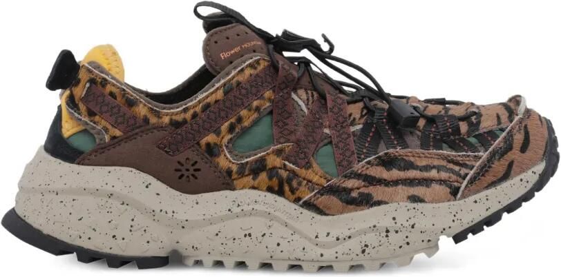 FLOWER MOUNTAIN Kazana sneakers met trekkoordsluiting en dierenprint Bruin