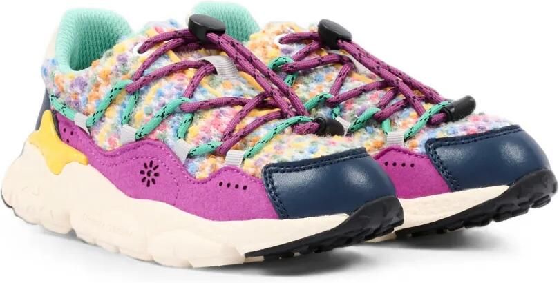 FLOWER MOUNTAIN KIDS Bouclé gebreide sneakers met vlakken Roze
