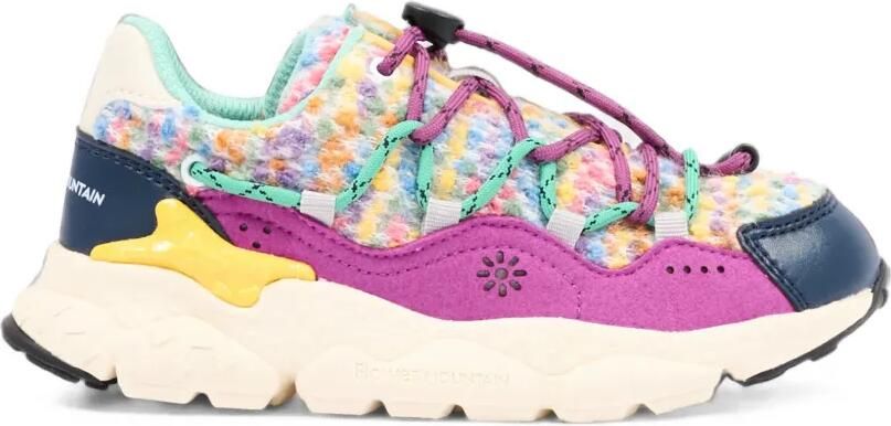 FLOWER MOUNTAIN KIDS Bouclé gebreide sneakers met vlakken Roze - Foto 4