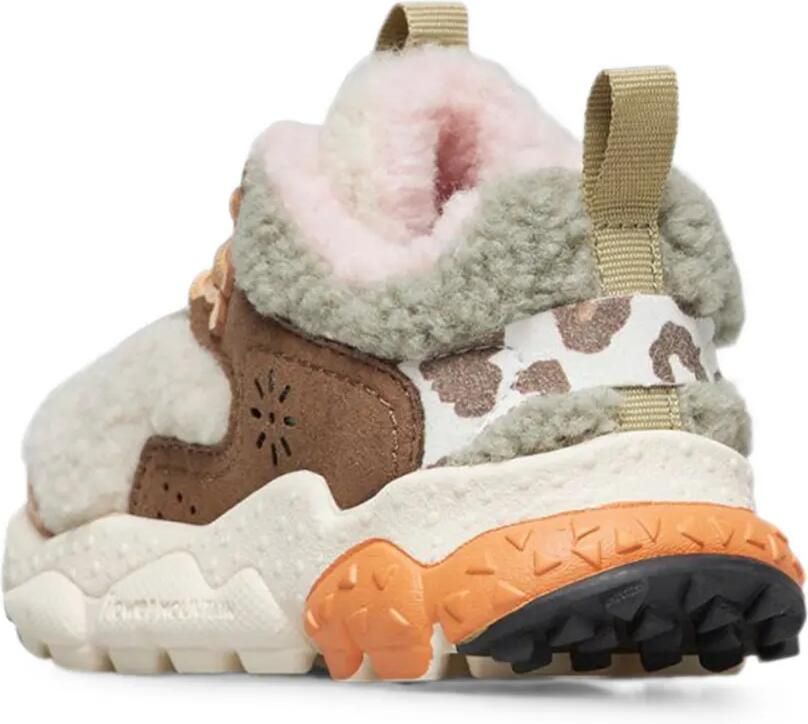 FLOWER MOUNTAIN KIDS Sneakers met fleece vlakken en luipaard-print Beige - Foto 3