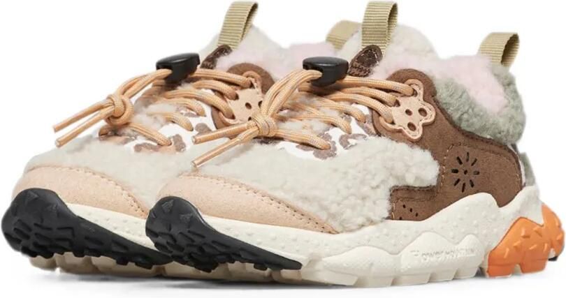 FLOWER MOUNTAIN KIDS Sneakers met fleece vlakken en luipaard-print Beige - Foto 5