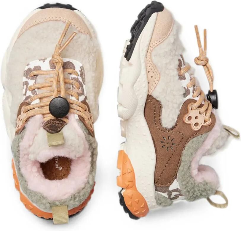 FLOWER MOUNTAIN KIDS Sneakers met fleece vlakken en luipaard-print Beige - Foto 2