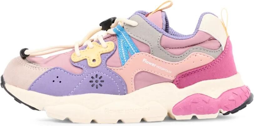 FLOWER MOUNTAIN KIDS Sneakers met houtje-touwtje sluiting en vlakken Roze - Foto 4