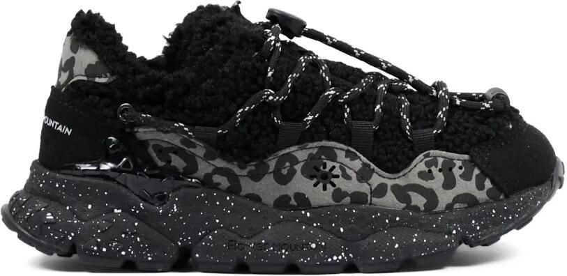 FLOWER MOUNTAIN KIDS Sneakers met luipaardprint en lammy-effect Zwart - Foto 4