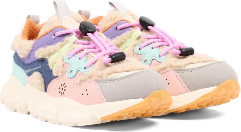 FLOWER MOUNTAIN KIDS Sneakers met vlakken van imitatiebont Beige