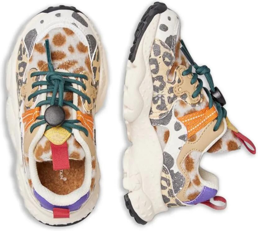 FLOWER MOUNTAIN KIDS Ya o 3 sneakers met houtje-touwtje-sluiting en dieren-print Beige - Foto 2