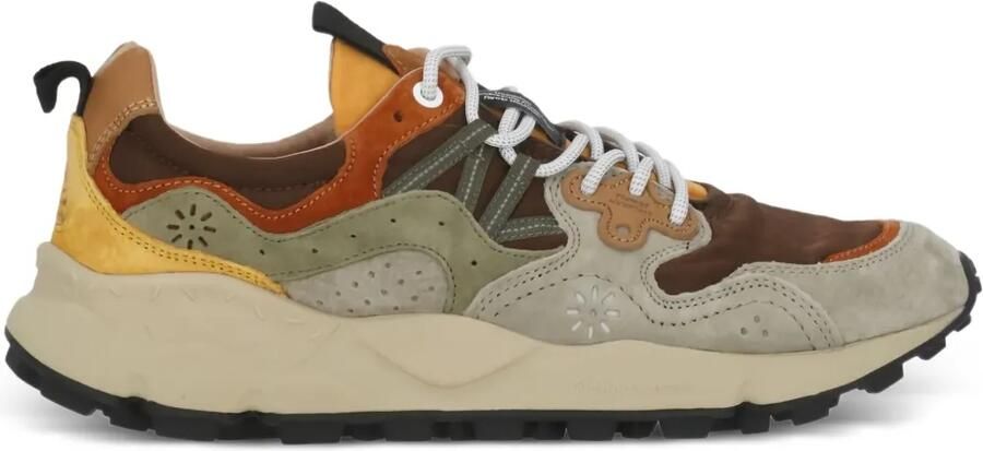 FLOWER MOUNTAIN Leren sneakers met uitgesneden details Grijs