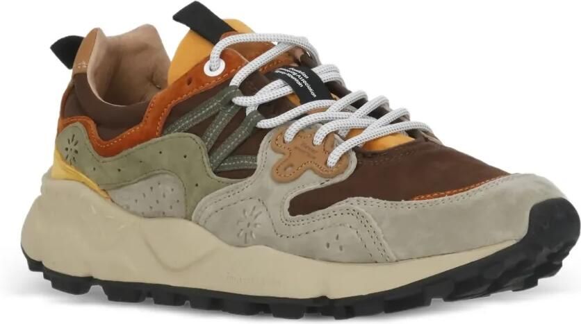 FLOWER MOUNTAIN Leren sneakers met uitgesneden details Grijs - Foto 4