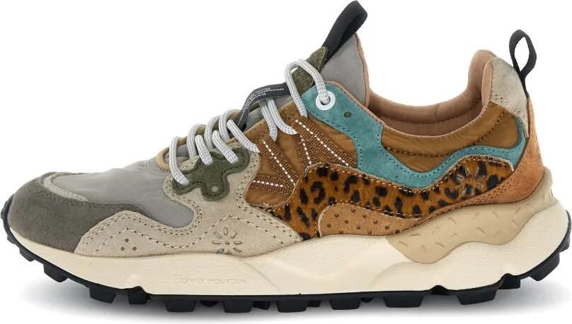 FLOWER MOUNTAIN Sneakers met luipaardprint en vlakken Beige - Foto 4
