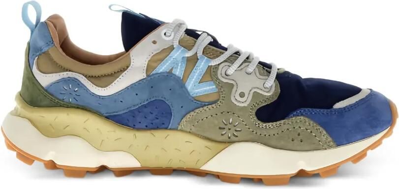 FLOWER MOUNTAIN suede-panel sneakers Blauw
