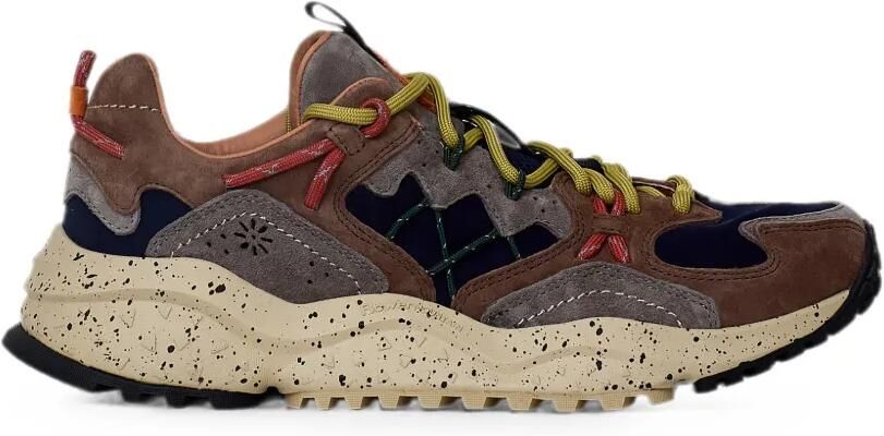 FLOWER MOUNTAIN Yamabushi sneakers met suède vlakken Bruin