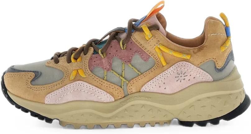 FLOWER MOUNTAIN Yamabushi sneakers met vlakken Bruin